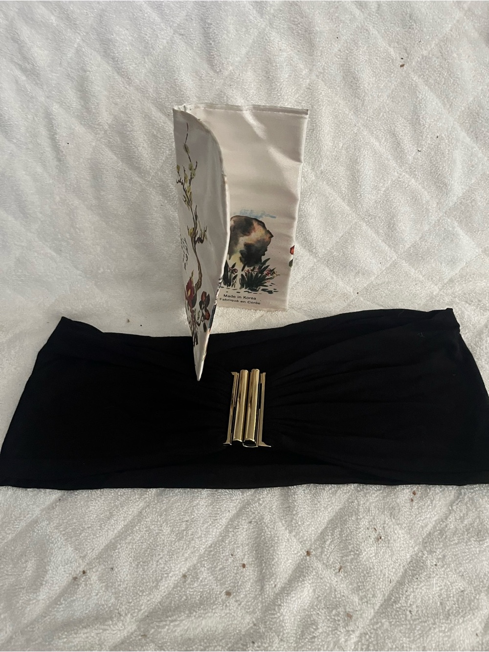 Women's Black Bandeau Skirt with Gold Accent  Whit Clutch Japan H55